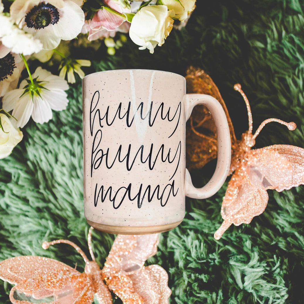 Hunny Bunny Mama Ceramic Mug 16oz Large Pastel Coffee Cup Blue Pink