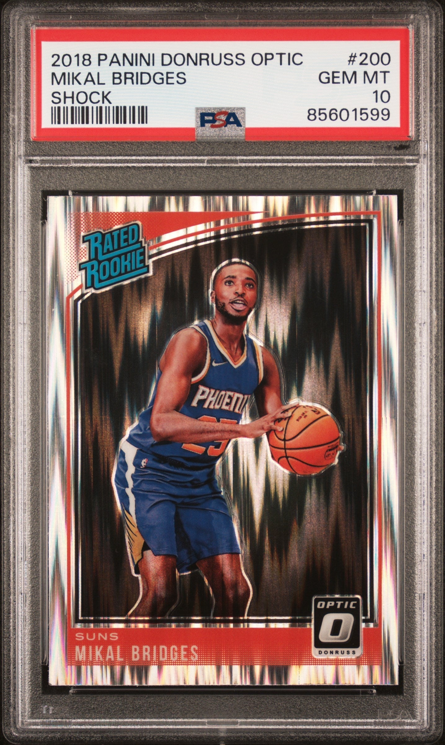 Graded 2018 Panini Donruss Optic Mikal Bridges #200 Shock Rookie RC Basketball Card PSA 10 Gem Mint