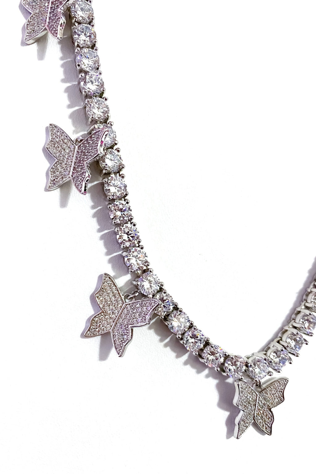 Iced Butterfly Choker Necklace Crystal Tennis Chain