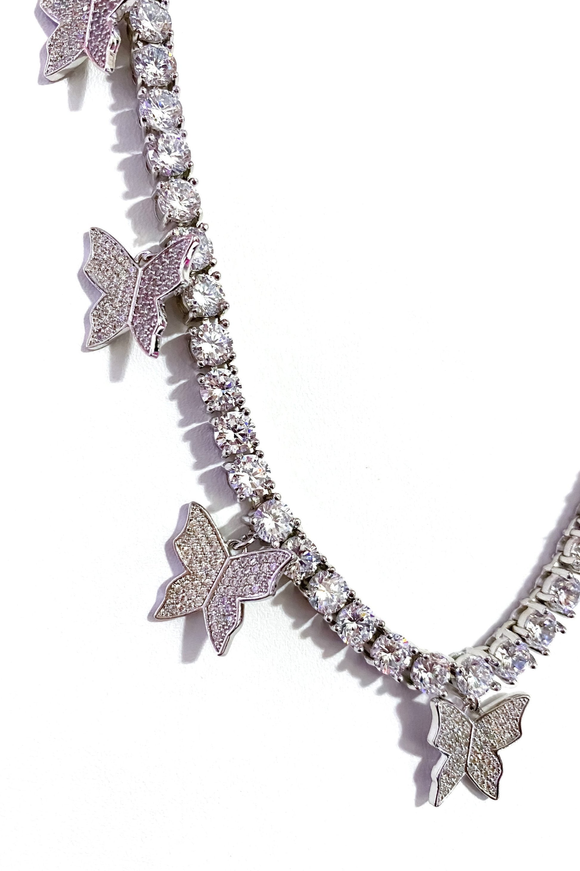 Iced Butterfly Choker Necklace Crystal Tennis Chain