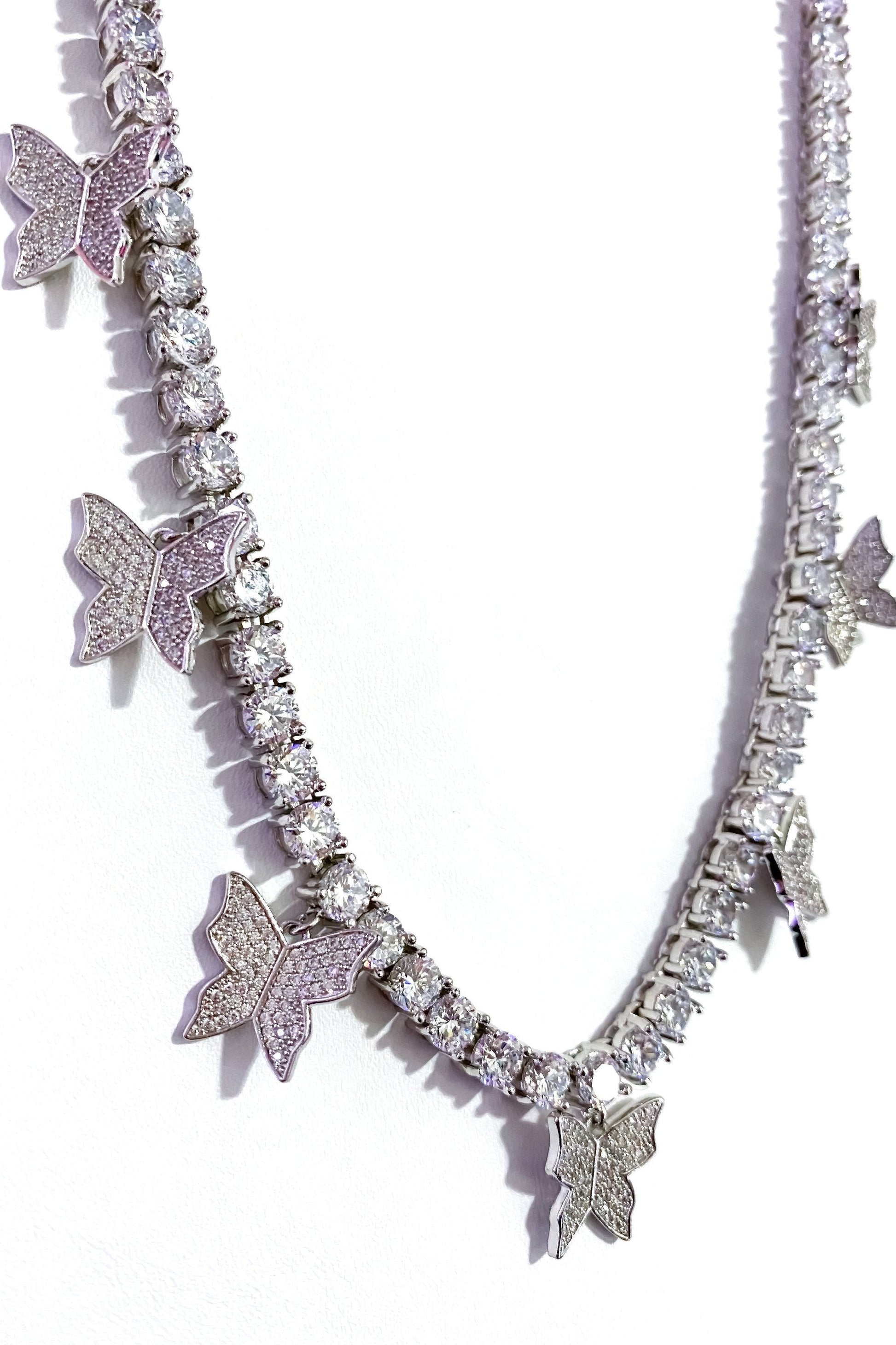 Iced Butterfly Choker Necklace Crystal Tennis Chain
