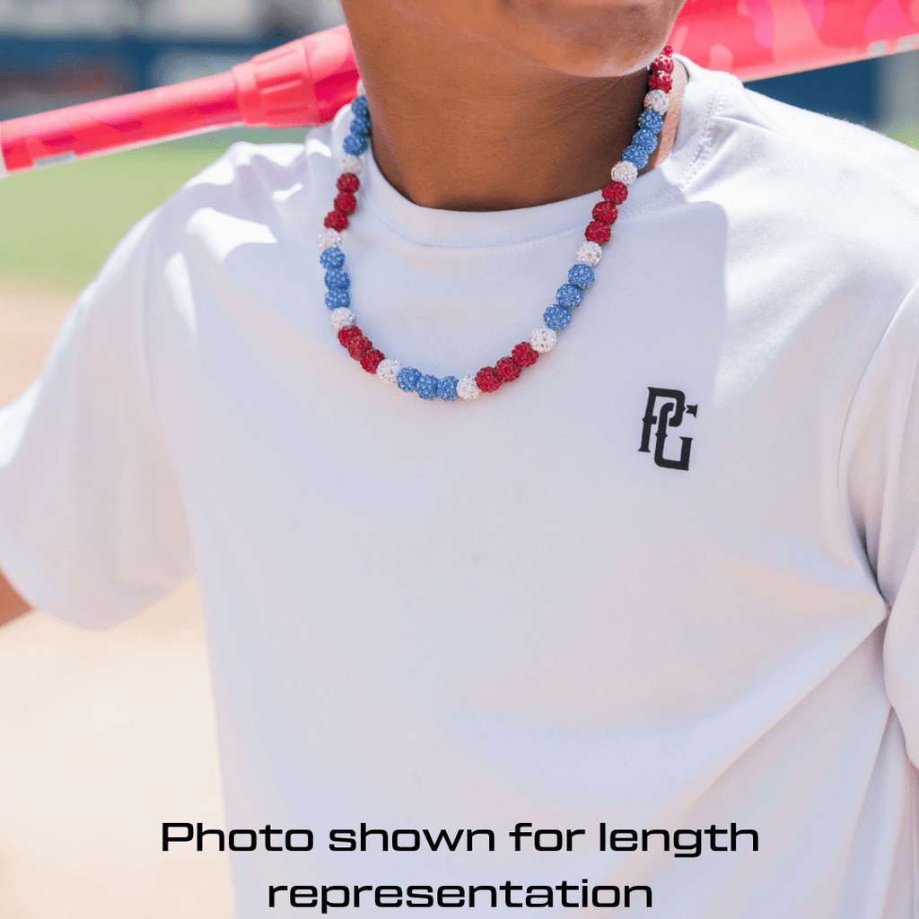 Oso Verde Iced Out Baseball Bead Necklace | Green, Yellow, & White