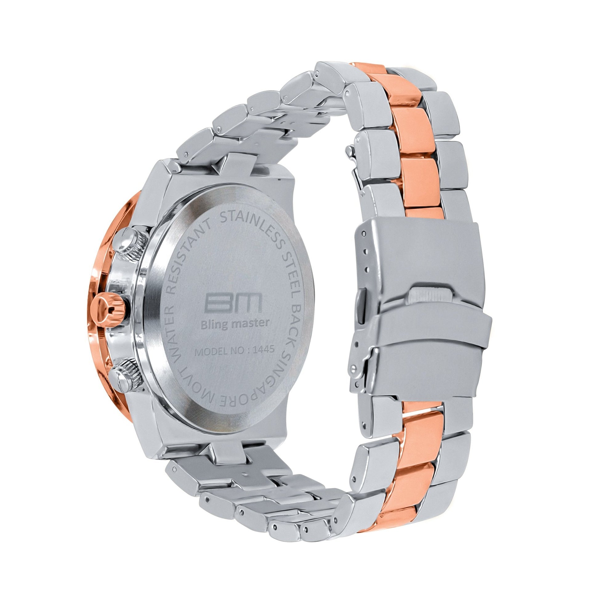 Iced Out Hip Hop Mens Watch Rose Gold Silver Bling Luxury