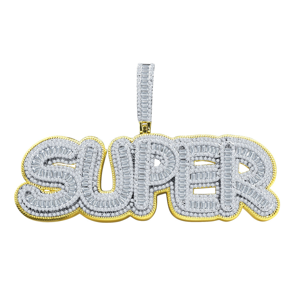 Iced Out Super Crystal Pendant Baguette Micro Pave Hip Hop