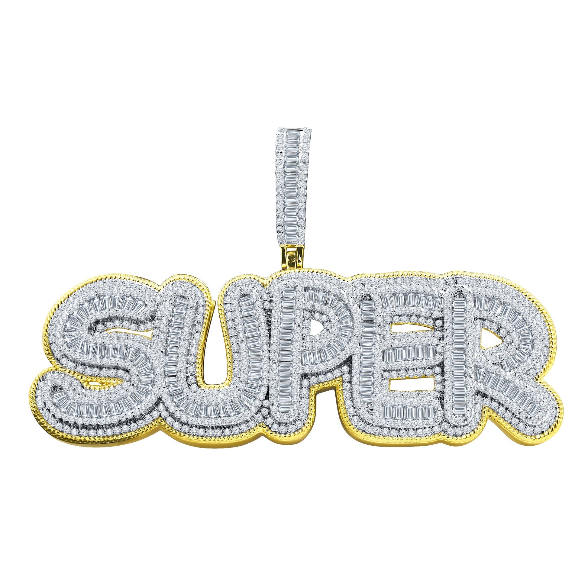 Iced Out Super Crystal Pendant Baguette Micro Pave Hip Hop