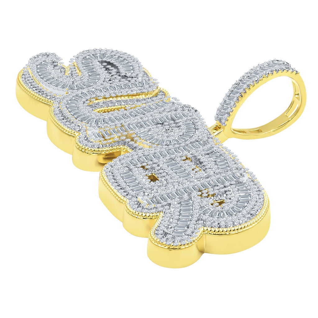 Iced Out Super Crystal Pendant Baguette Micro Pave Hip Hop