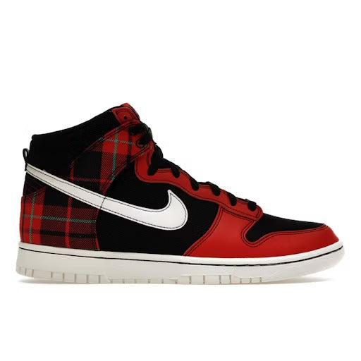 Nike Dunk High SE Tartan Plaid Black University Red