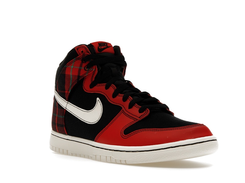 Nike Dunk High SE Tartan Plaid Black University Red