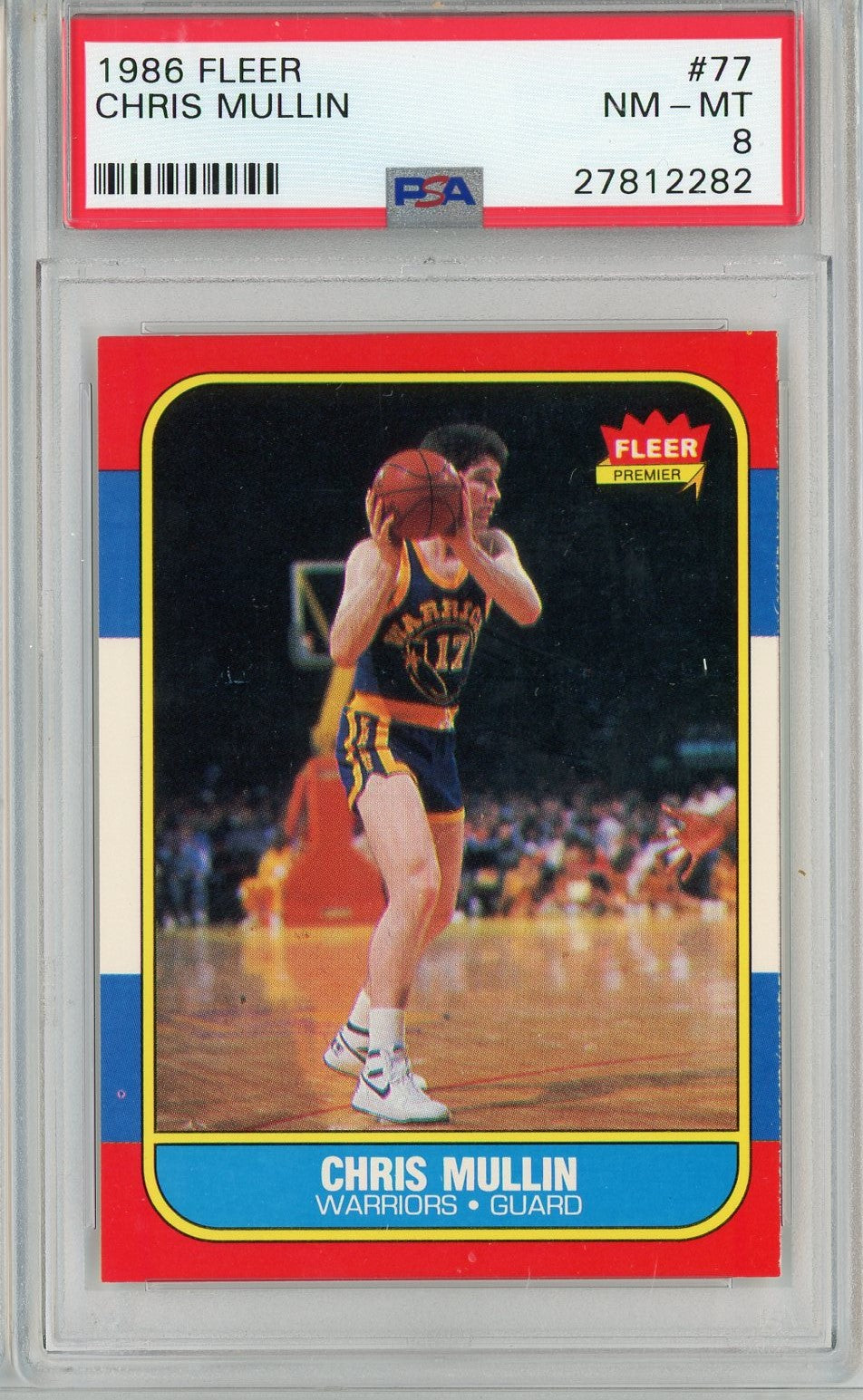 Graded 1986 Fleer Chris Mullin #77 Rookie RC Basketball Card PSA 8 NM-MT