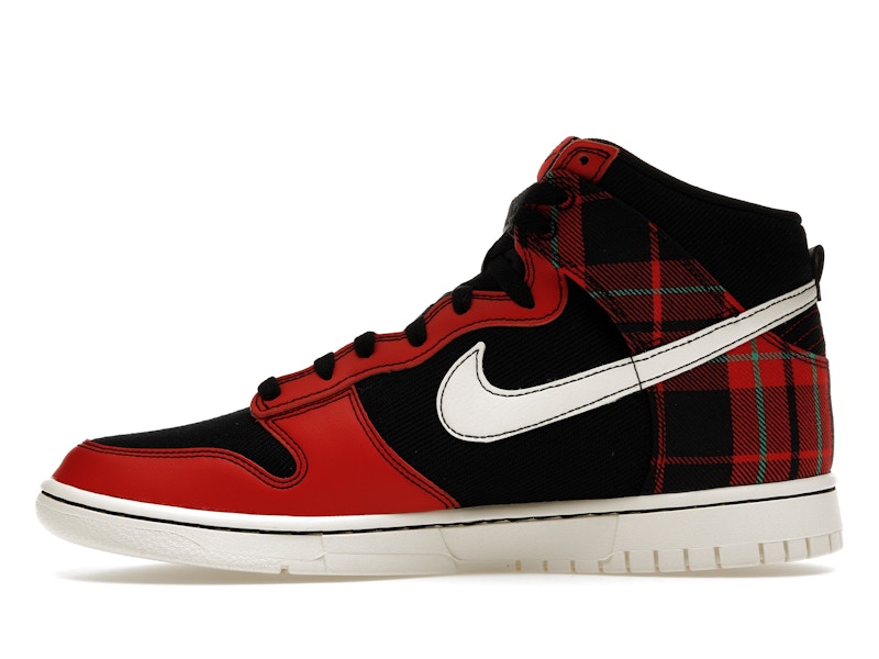 Nike Dunk High SE Tartan Plaid Black University Red
