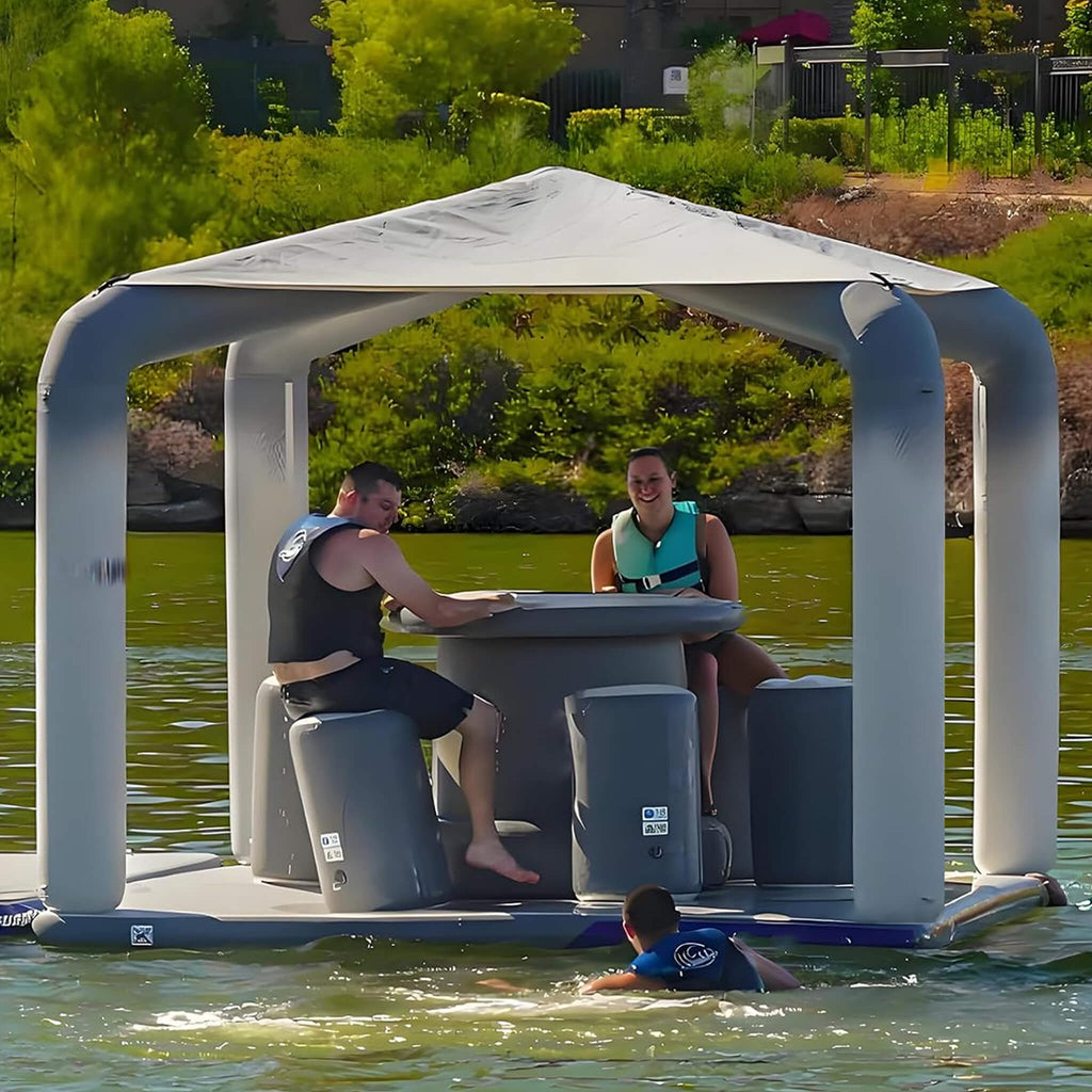 Inflatable Floating Water Dock Platform Island With Roof & Air Pump [Made-To-Order] (SAK17584)