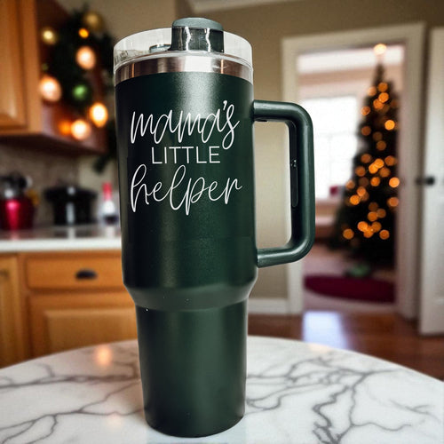 Insulated 40oz Travel Mug With Handle Lid And Straw, Green Option, Mom Gift