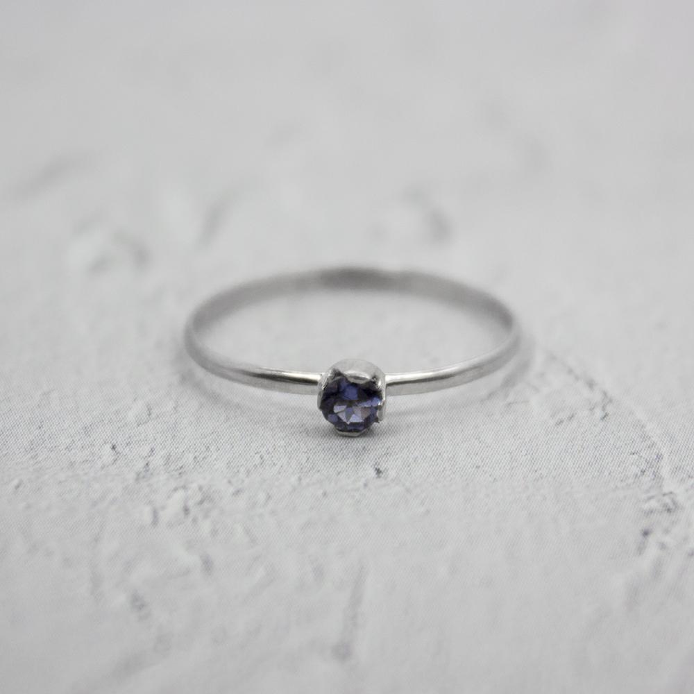 Iolite Sterling Silver Ring Delicate Minimalist Band