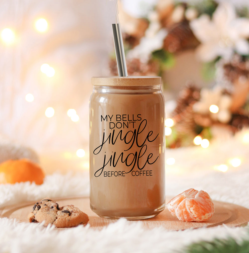 17oz Glass Tumbler With Bamboo Lid And Stainless Straws - Coffee Lover Gift