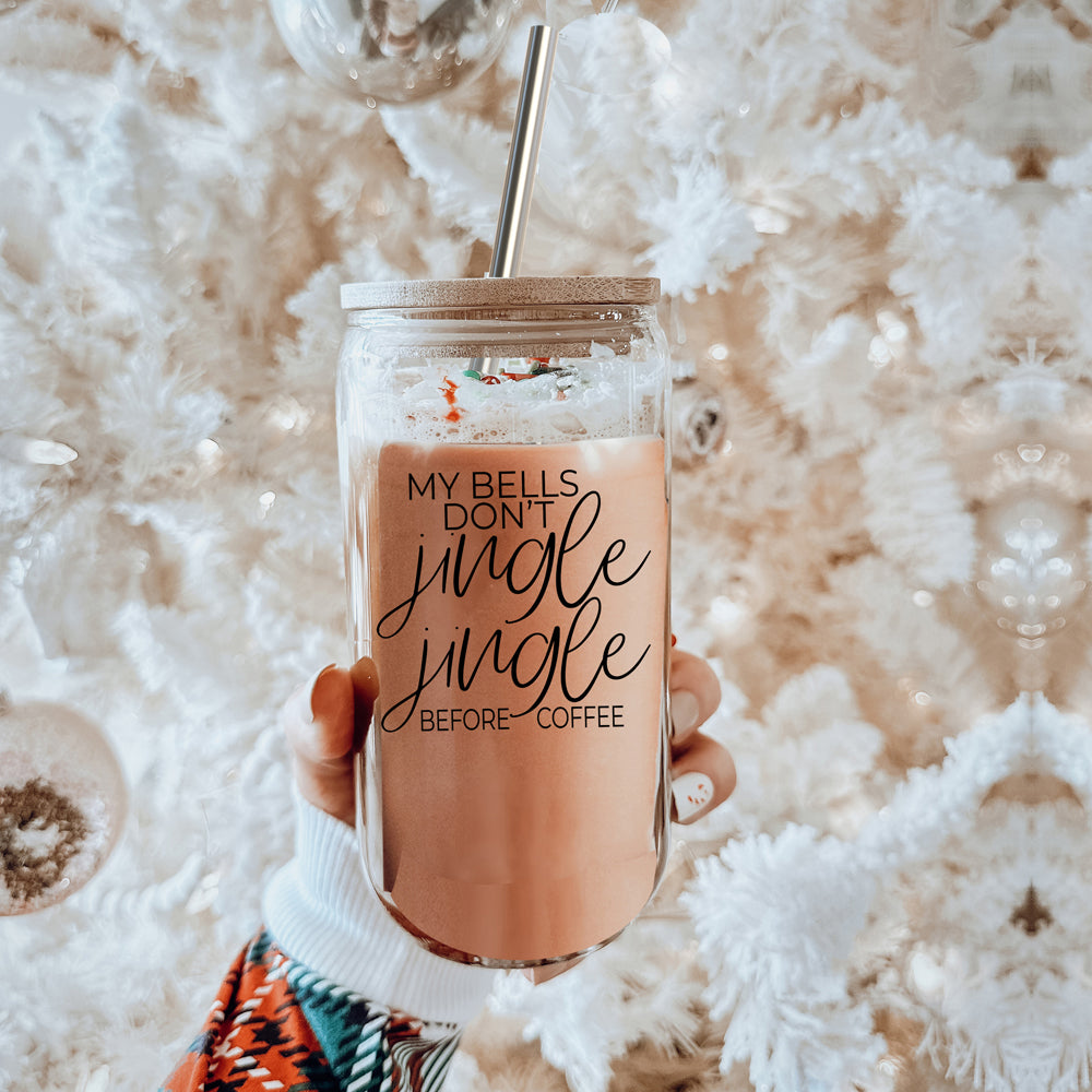 17oz Glass Tumbler With Bamboo Lid And Stainless Straws - Coffee Lover Gift