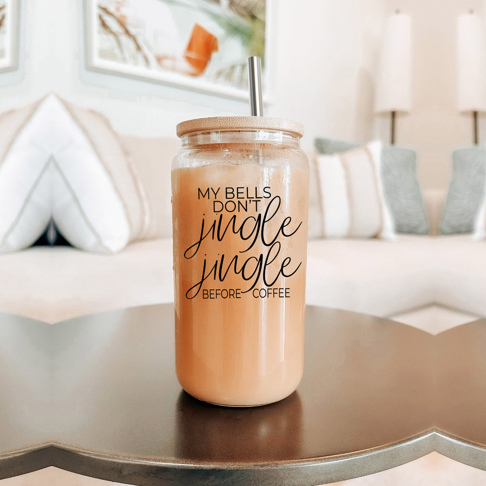 17oz Glass Tumbler With Bamboo Lid And Stainless Straws - Coffee Lover Gift