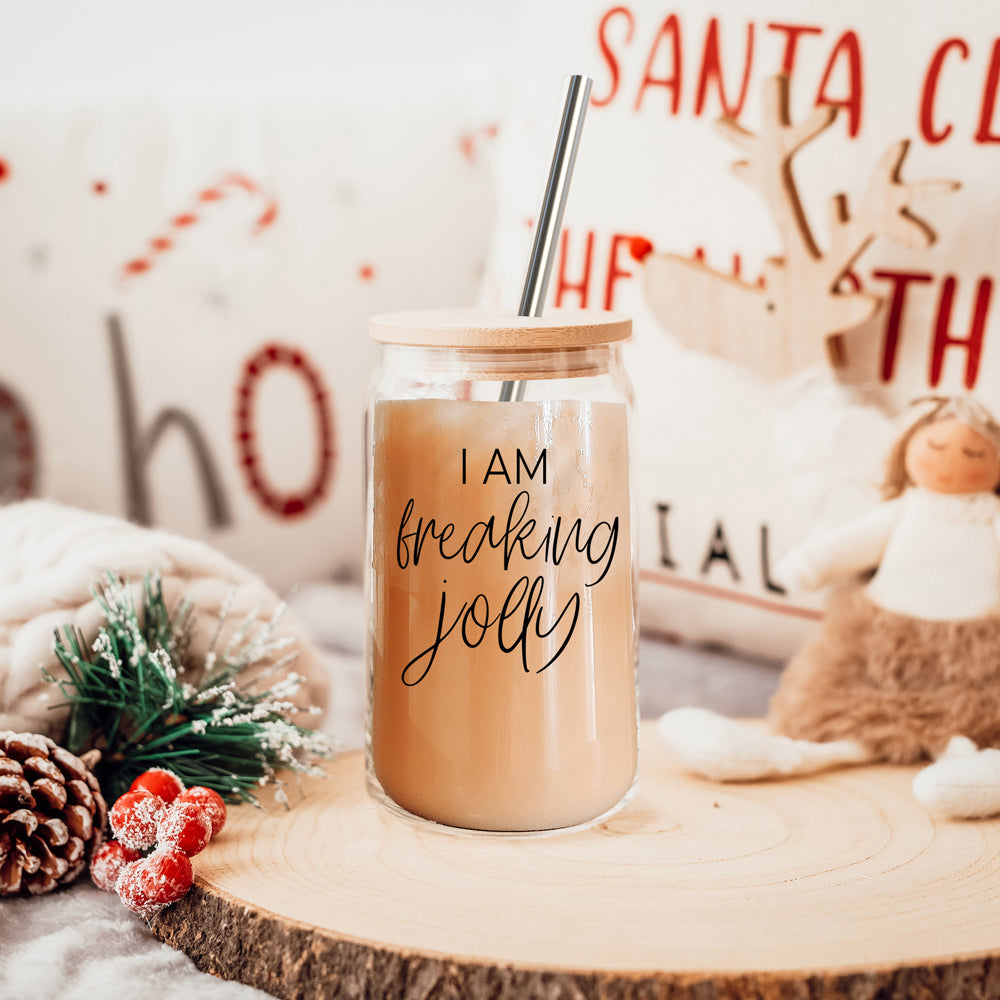 Freaking Jolly 17oz Tumbler With Bamboo Lid, 2 Stainless Straws And Cleaner