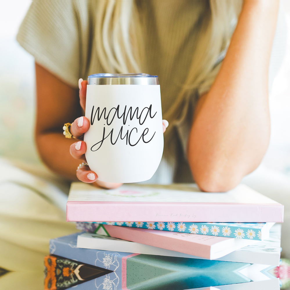 Mama Juice 12oz Stainless Steel Travel Mug With Lid BPA Free Insulated Coffee Tea Cup