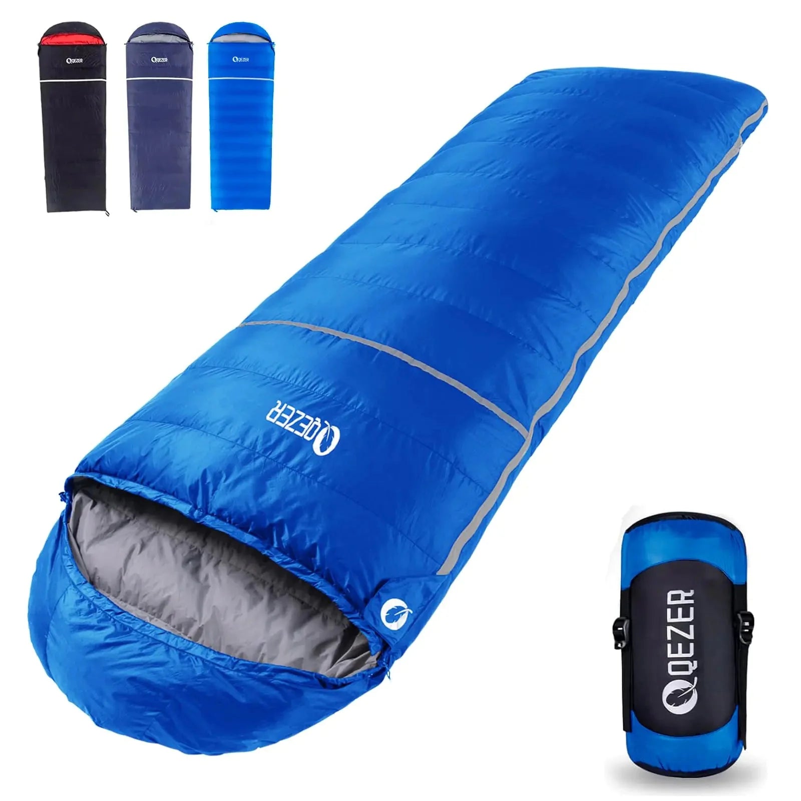 QEZER Down Sleeping Bag for Adults 0 Degree Sleeping Bag 600 Fill Power Cold Weather Sleeping Bag Ultralight Sleeping Bag with Compression Sack for Backpacking Hiking Camping