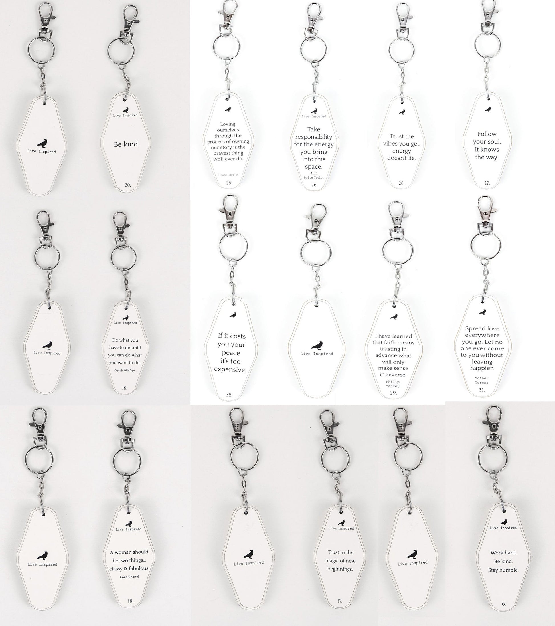 Wooden Inspirational Key Chains Reversible Heavy Duty Motivational Quotes Keyring Set 10 Plus Styles