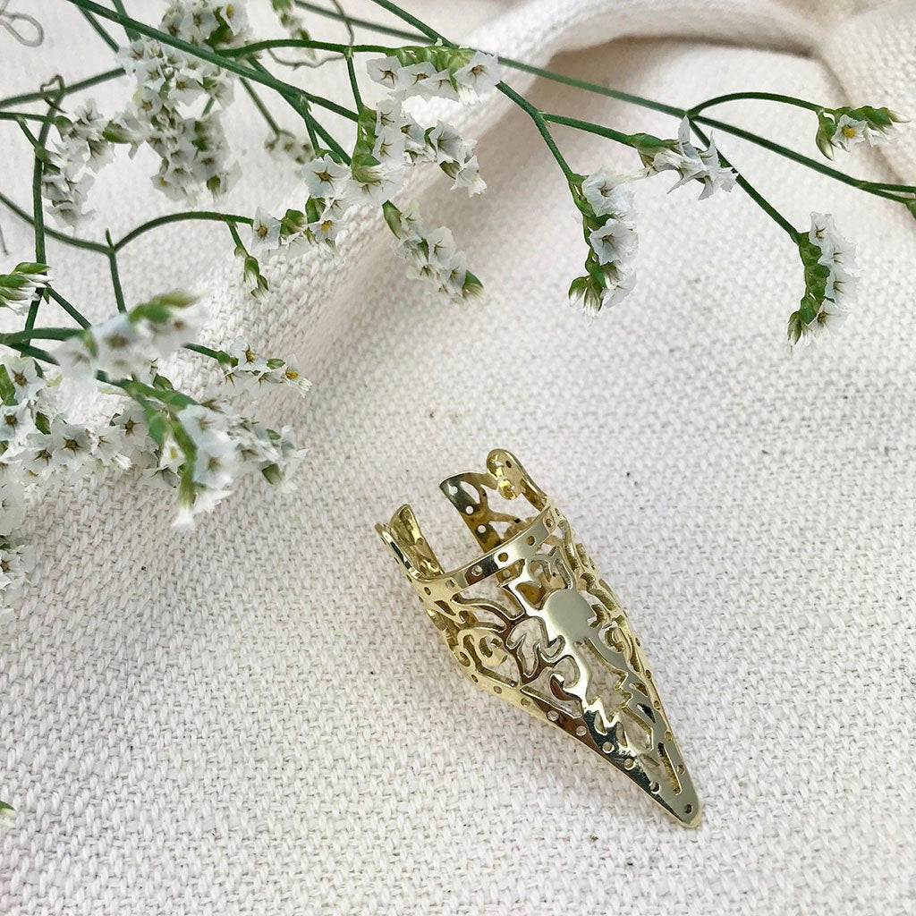 Khmer Temple Statement Ring Recycled Brass Bombshell Cambodian Artisan