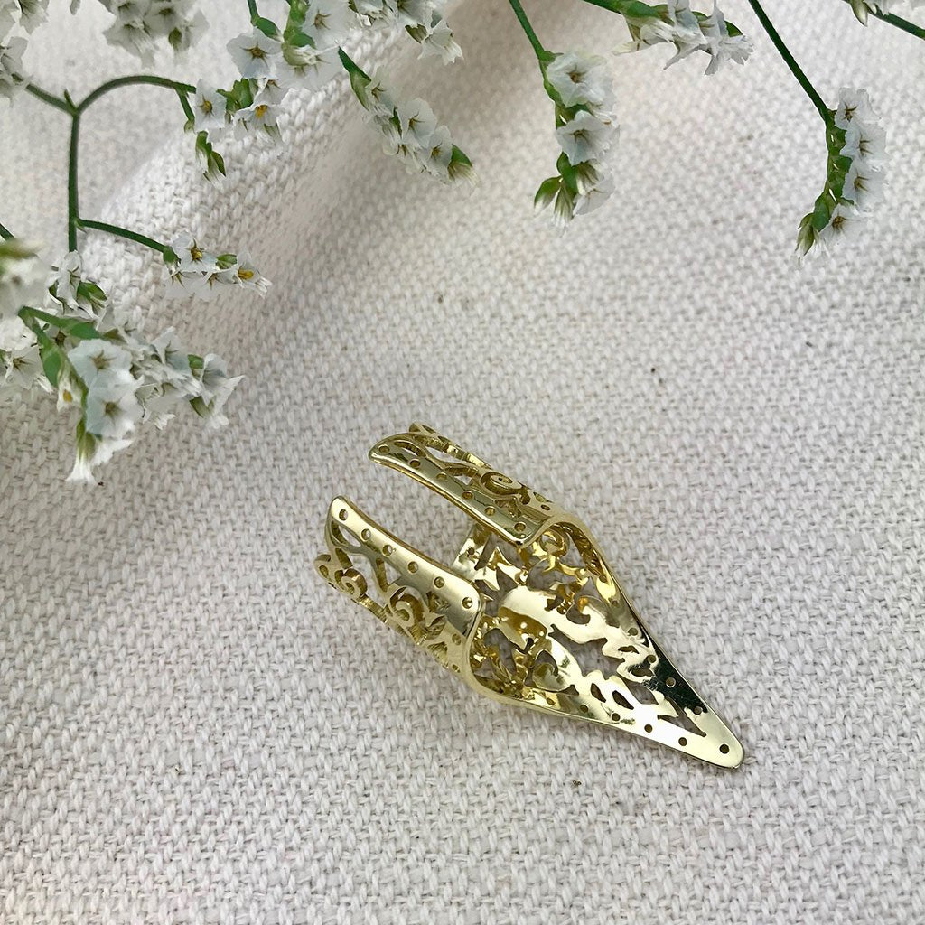 Khmer Temple Statement Ring Recycled Brass Bombshell Cambodian Artisan