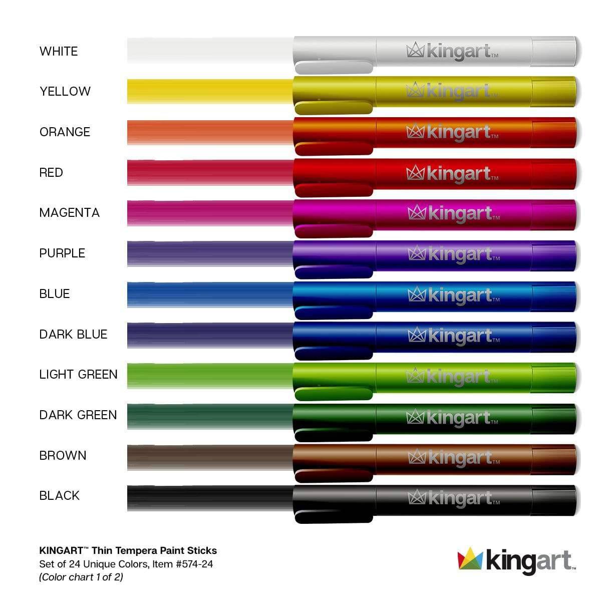 Tempera Paint Thin Sticks, 24 Colors