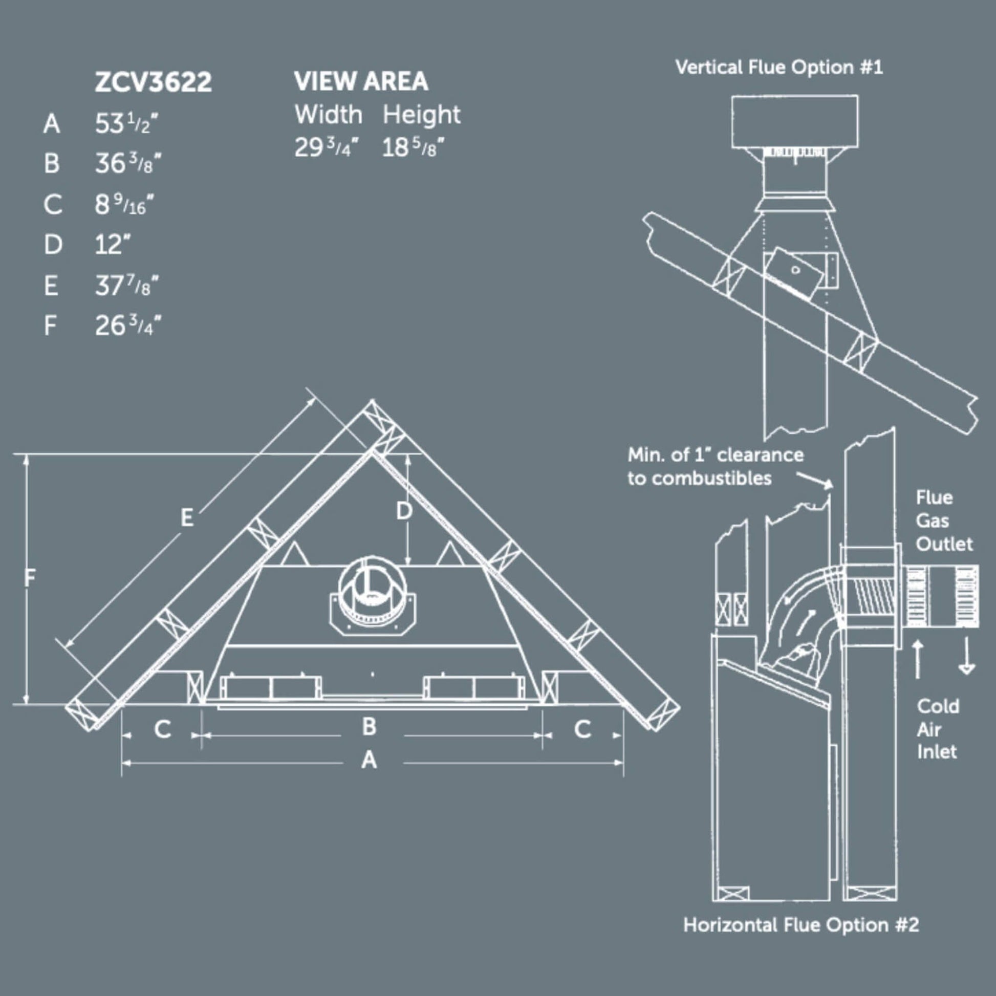 Kingsman Solara II ZCV 36" Zero Clearance Clean View Direct Vent Fireplace [ZCV3622] (SAK85793)