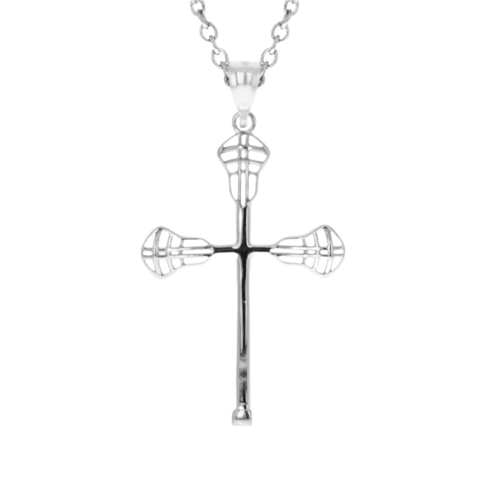 Lacrosse Cross Necklace