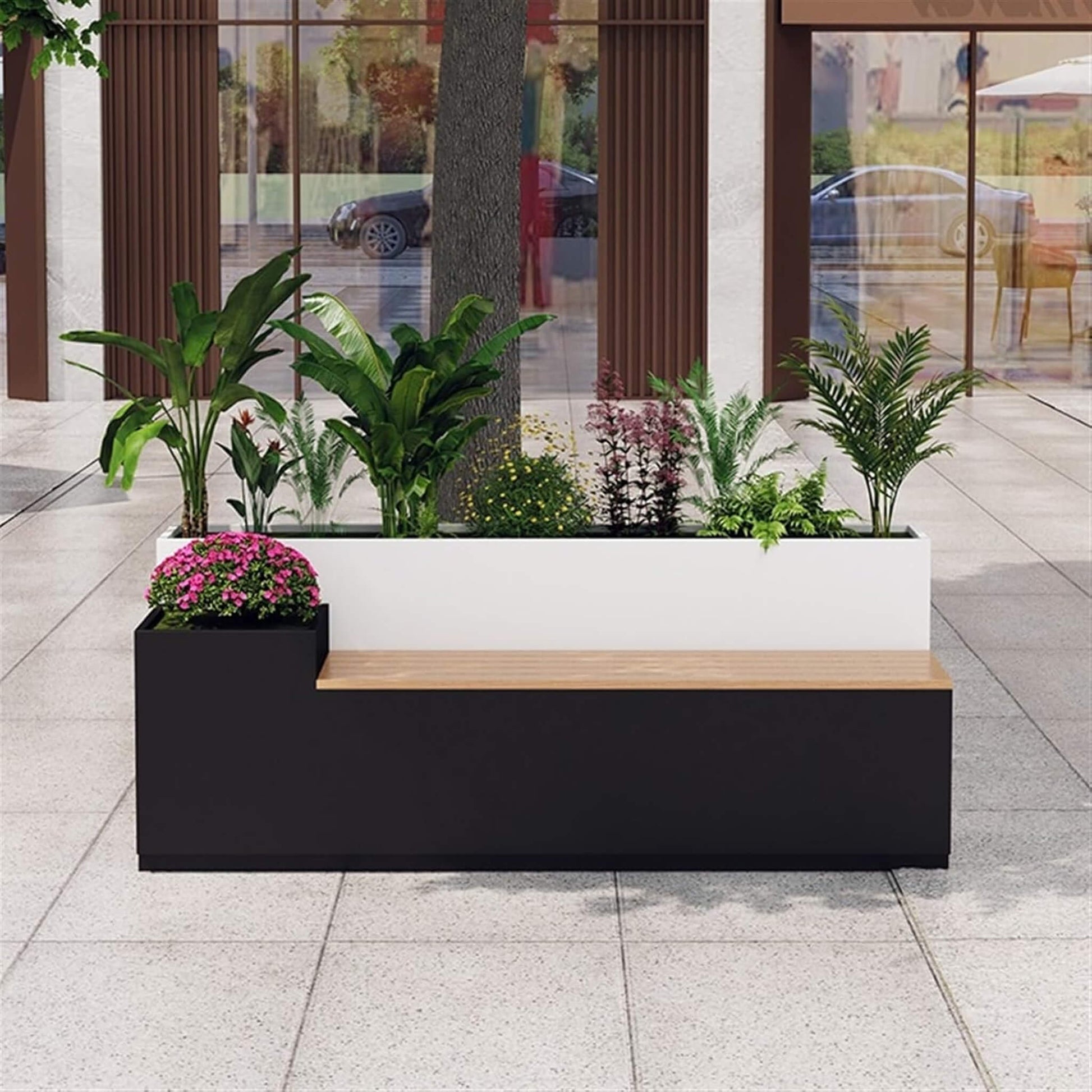 Large Outdoor All-Weather Commercial Flower Box Potting Bench [Made To Order] (SAK70249)