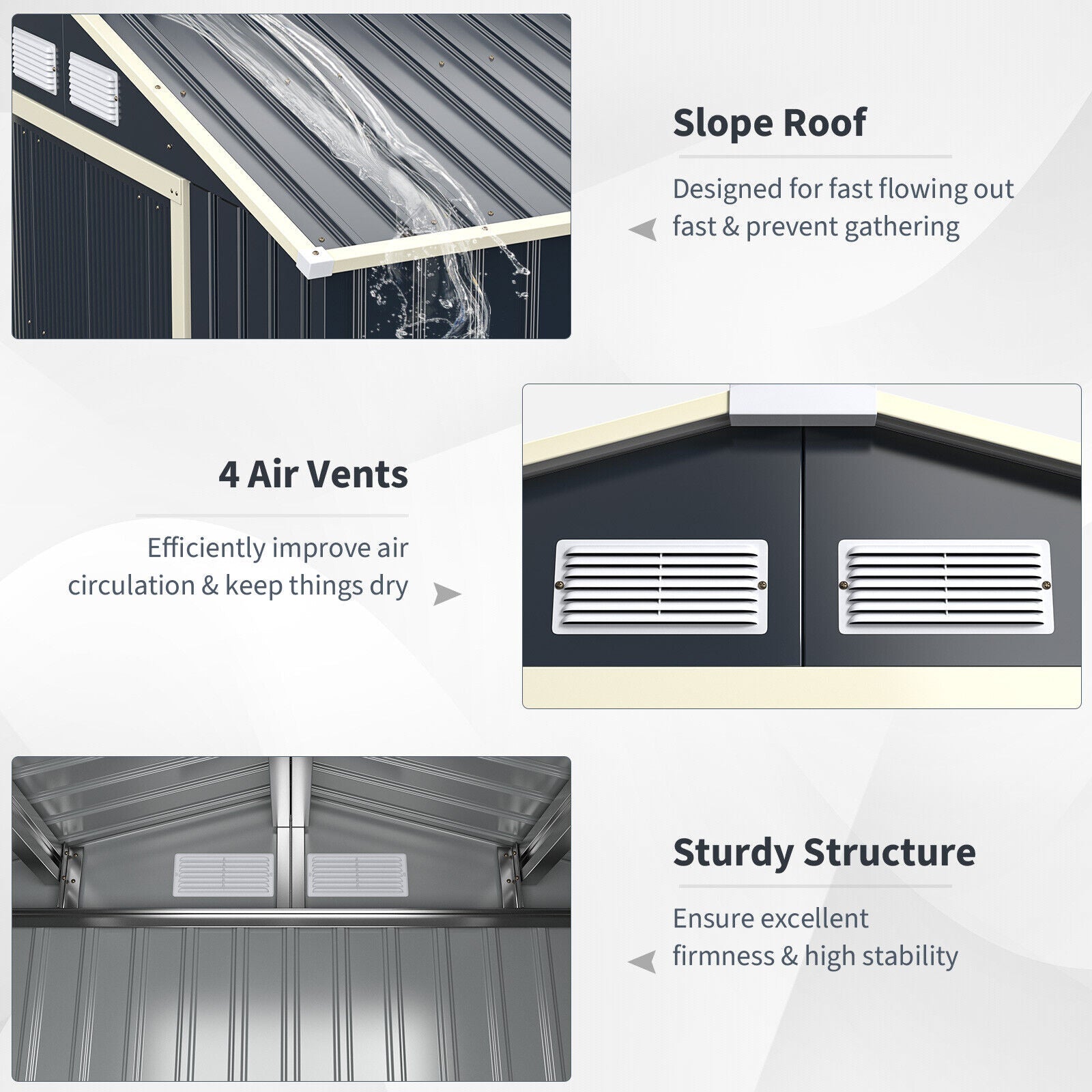 Alora Large Outdoor Metal Storage Backyard Shed W/ Lockable Sliding Doors, 11' x 8' (93064172)