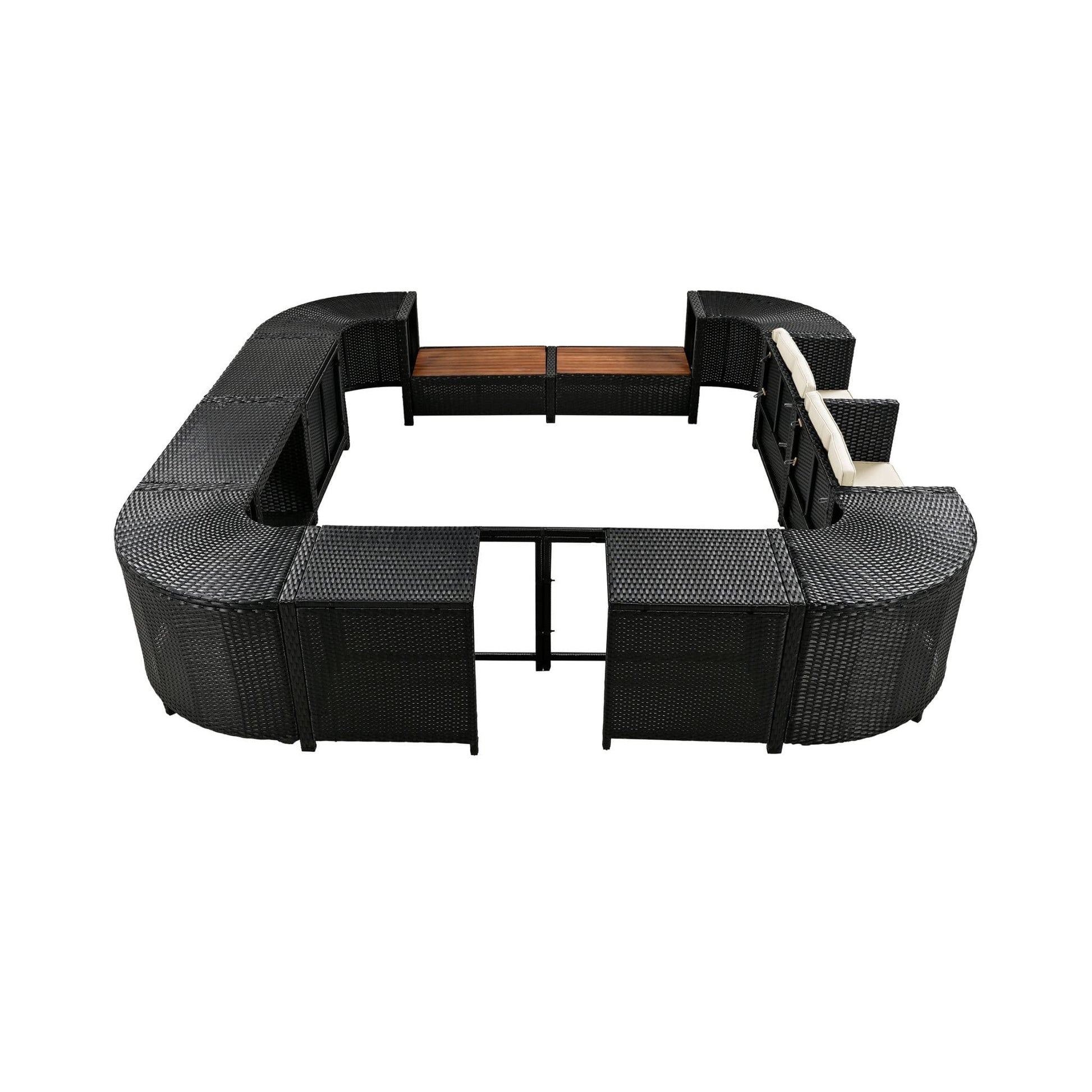 Alora Large Outdoor Quadrilateral Spa Surround Rattan Sectional Sofa Set With Storage Compartments (SAK80217)