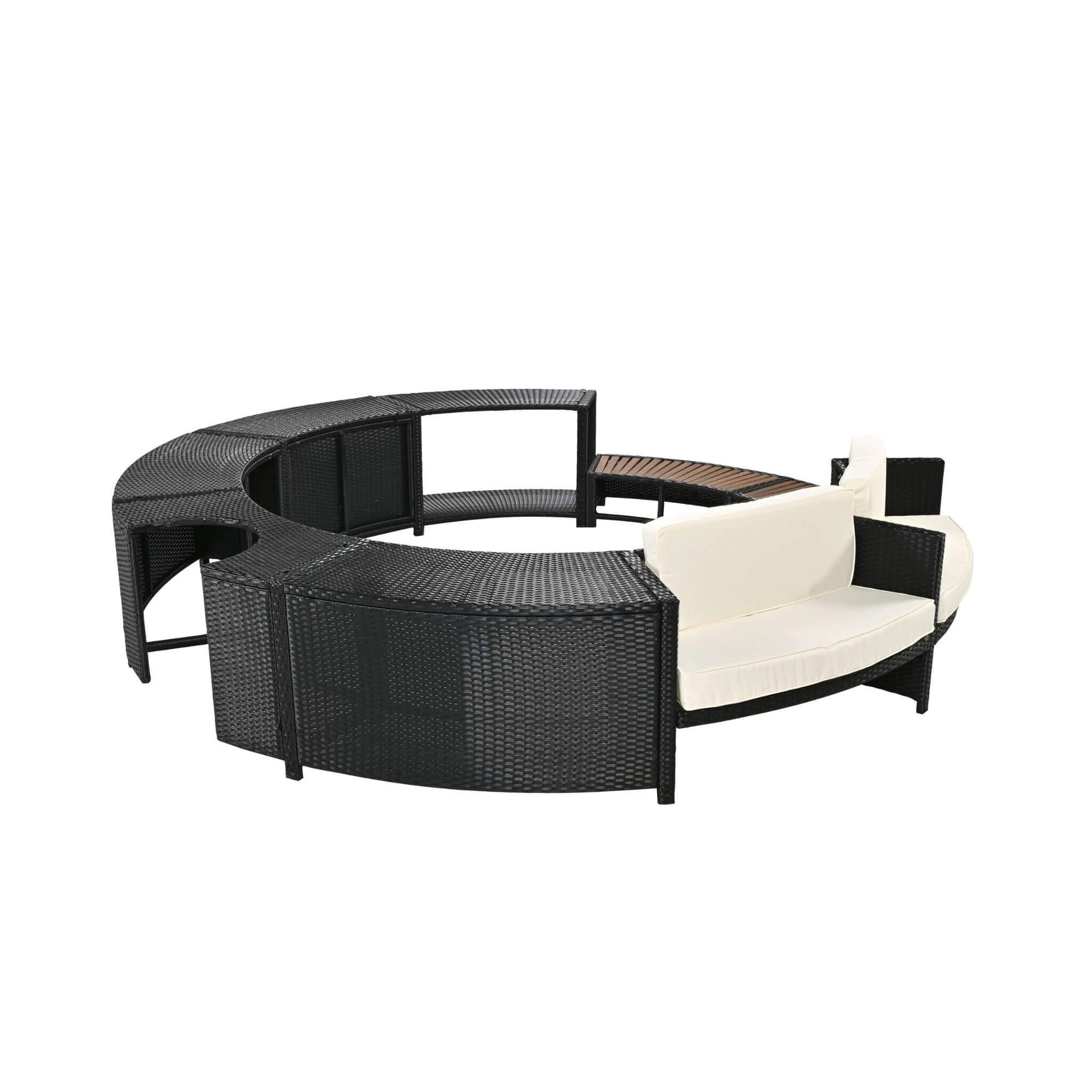 Alora Large Premium Surround Spa Patio Rattan Sofa Set With Storage Compartments And Cushions (SAK75629)