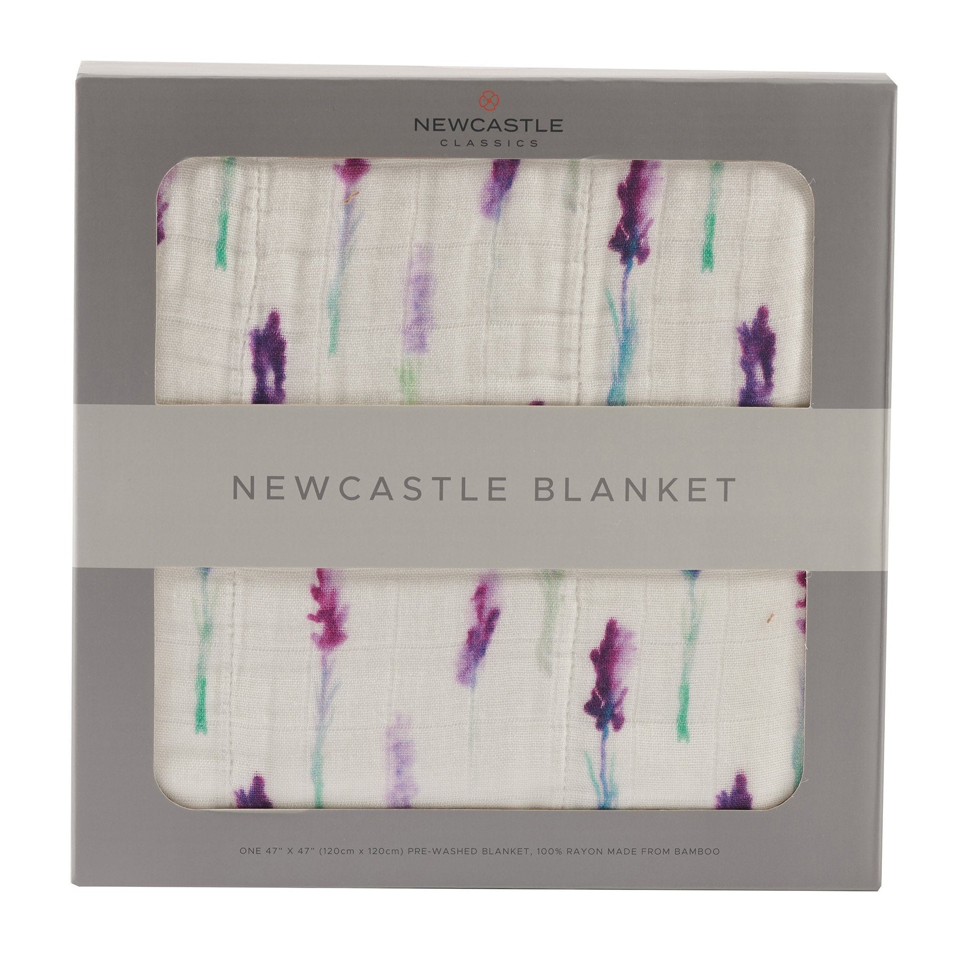 Lavender White Cotton Muslin Baby Swaddle Blanket 47x47