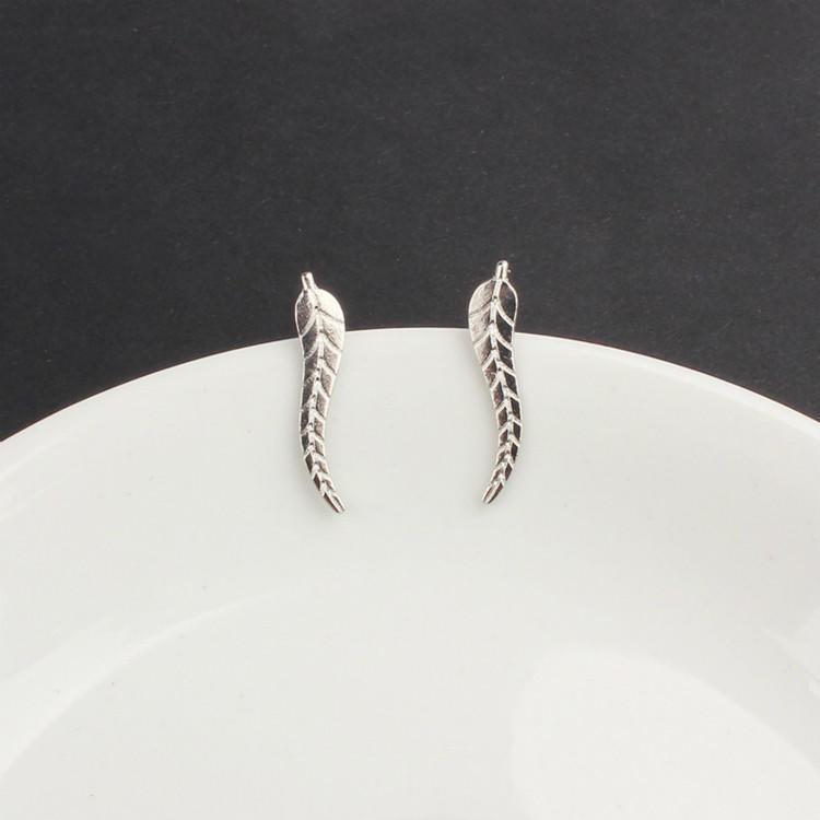 Leaf Ear Crawler Earrings Sterling Silver Minimal Cuff