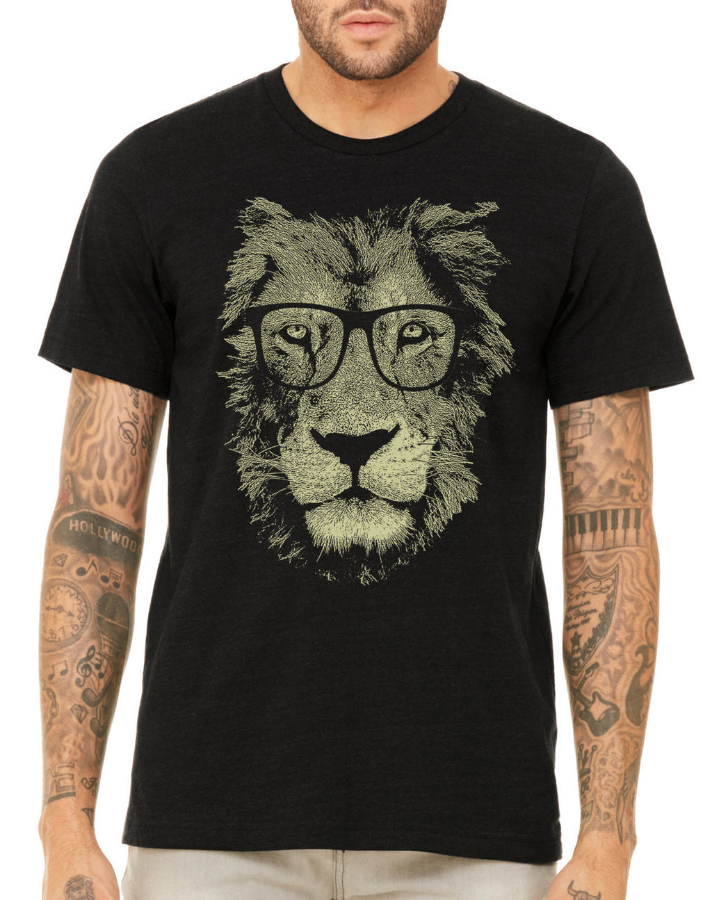 Lion Glasses Graphic Mens T Shirt Cotton Casual Tee