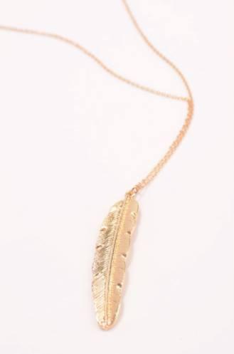 Long Feather Pendant Necklace Boho Silver Chain Delicate