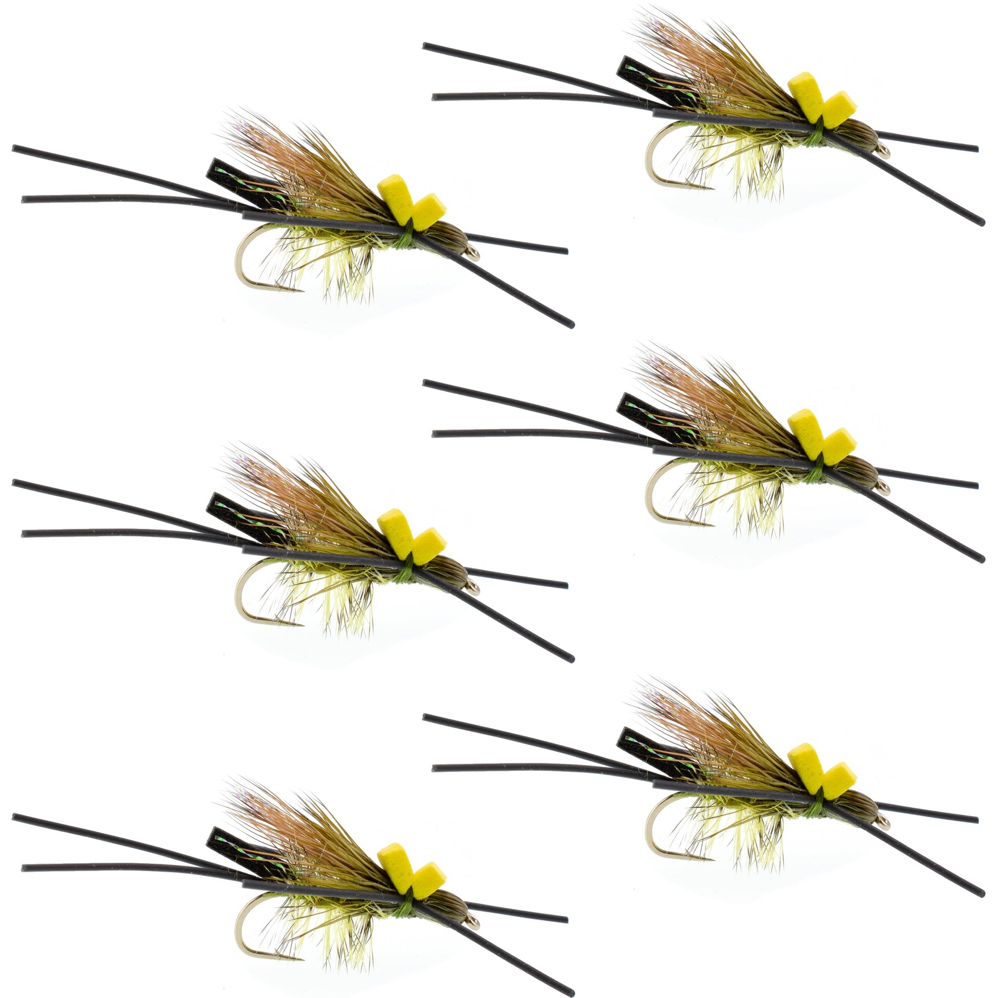 Long Tail Skwala Stone Fly Dry Trout Flies - Adult Squalla Stonefly Dry Fly - 6 Flies Hook Size 10