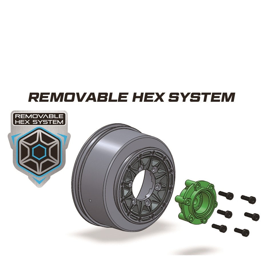 Louise R/C SC-Rock 1/10 Short Course Tires Soft 12mm 14mm 17mm Removable Hex Mounted Black Rim Pair