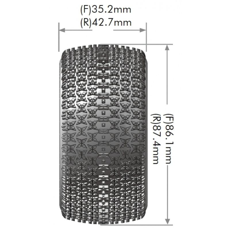 Louise R/C E-Maglev 1/10 4WD Rear Buggy Tires Soft, Mounted White (12mm Hex)