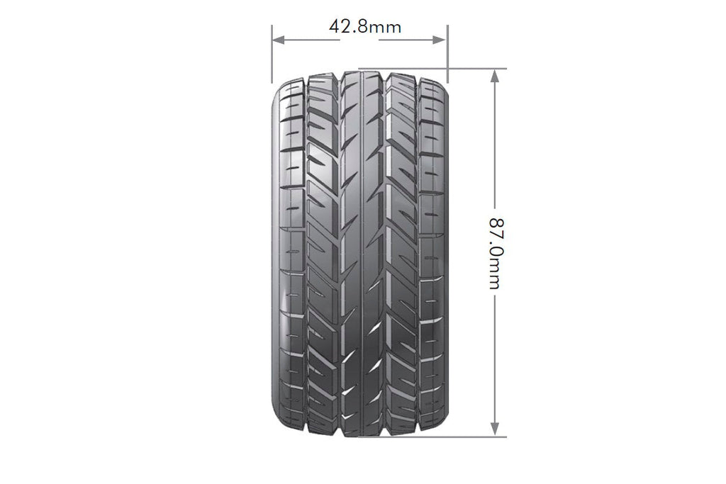 Louise R/C ST-Rocket 1/16 Stadium Truck Tires 12mm Hex Soft Mounted Black Spoke Rim Pair