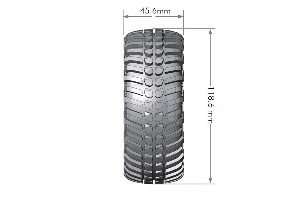 Louise R/C CR-Ardent 1/10 1.9" Crawler Tires Mounted 12mm Hex Black Chrome Rim Pair