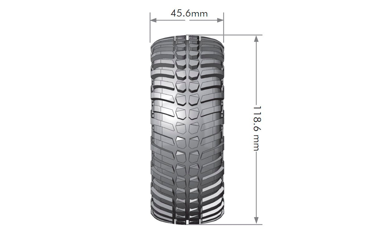 Louise R/C CR-Ardent 1/10 1.9" Crawler Tires Mounted 12mm Hex Black Chrome Rim Pair