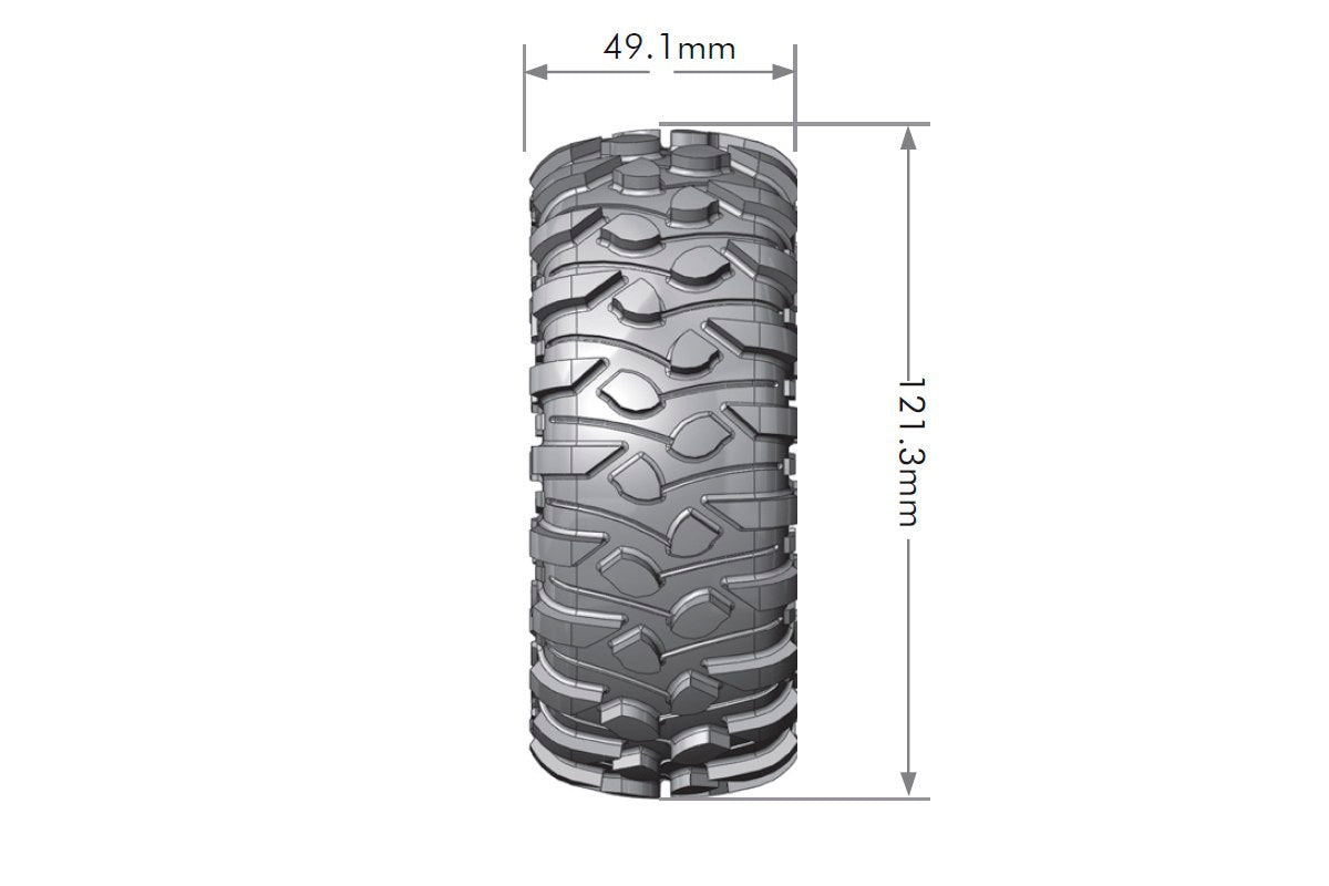 Louise R/C CR-Rowdy 1/10 1.9" Crawler Tires Mounted 12mm Hex Black Chrome Rim Pair