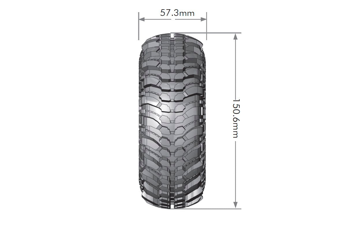 Louise R/C CR-Champ 1/10 2.2" Crawler Tires Mounted 12mm Hex Black Chrome Rim Pair