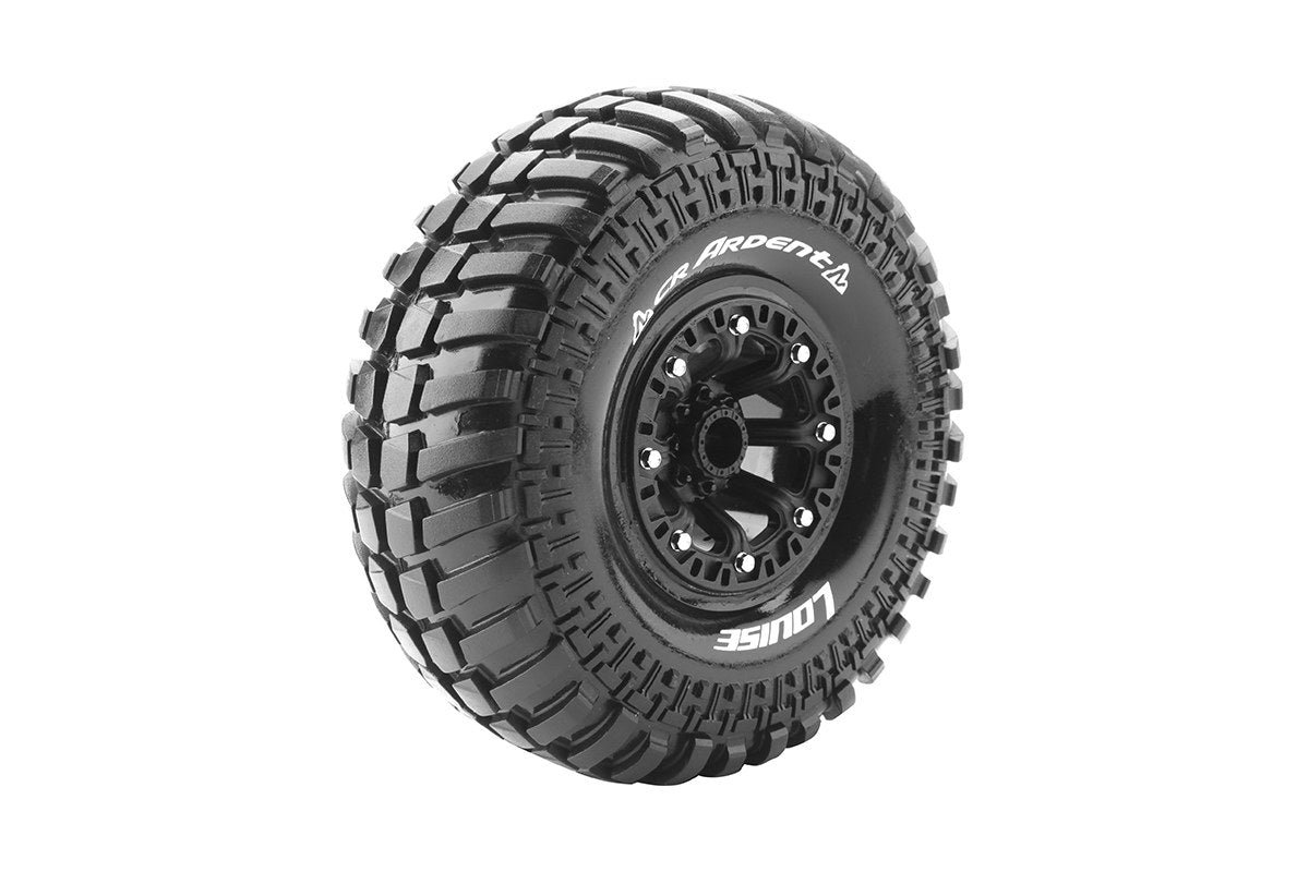 Louise R/C CR-Ardent 1/10 2.2" Crawler Tires Mounted 12mm Hex Super Soft Black Rim Pair