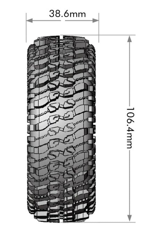 Louise R/C CR-Champ 1/10 1.9" Crawler Class 1 Tires Mounted 12mm Hex Super Soft Black Rim Pair
