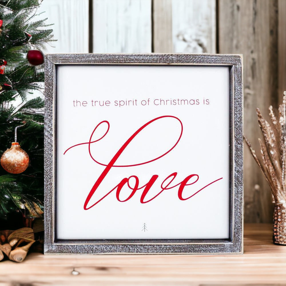 True Spirit 10 Inch Wood Framed Embossed Christmas Sign Inspirational Holiday Wall Decor