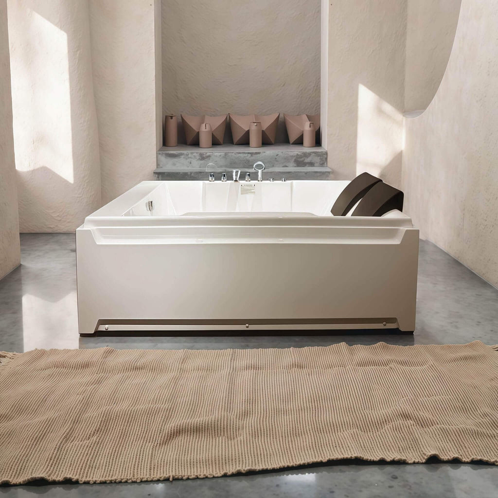 Nuvia Sapphire 73-Inch Luxury 2-Person Whirlpool Hydro Massage Jetted Bathtub With Chromatherapy Lights (SAK68031)