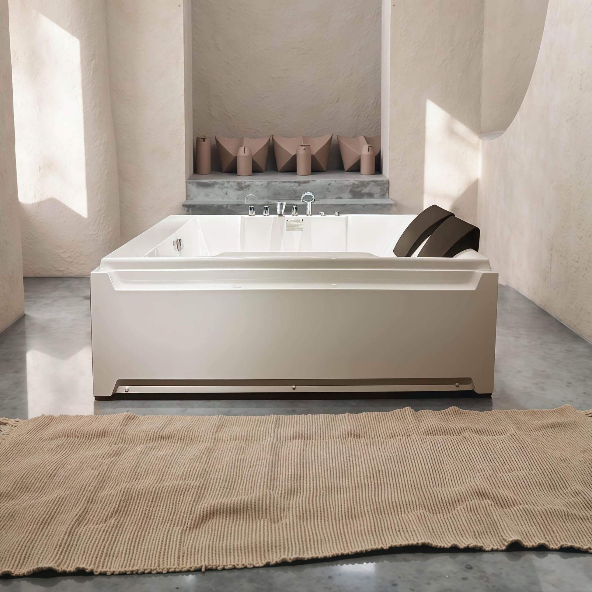 Nuvia Sapphire 73-Inch Luxury 2-Person Whirlpool Hydro Massage Jetted Bathtub With Chromatherapy Lights (SAK68031)
